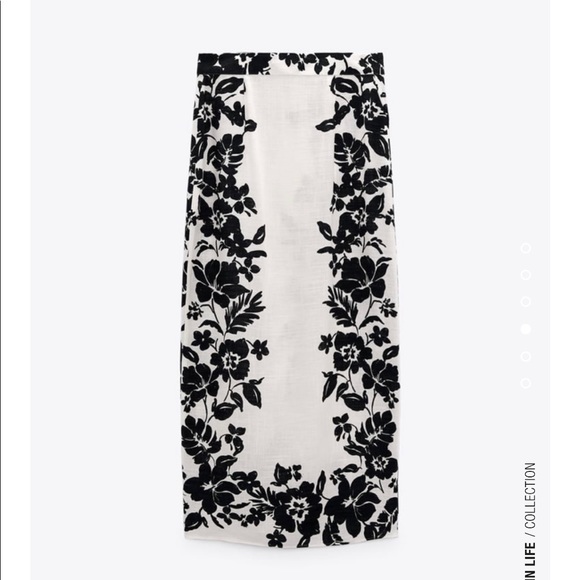 Zara Floral Linen Blended Skirt - Picture 4 of 7
